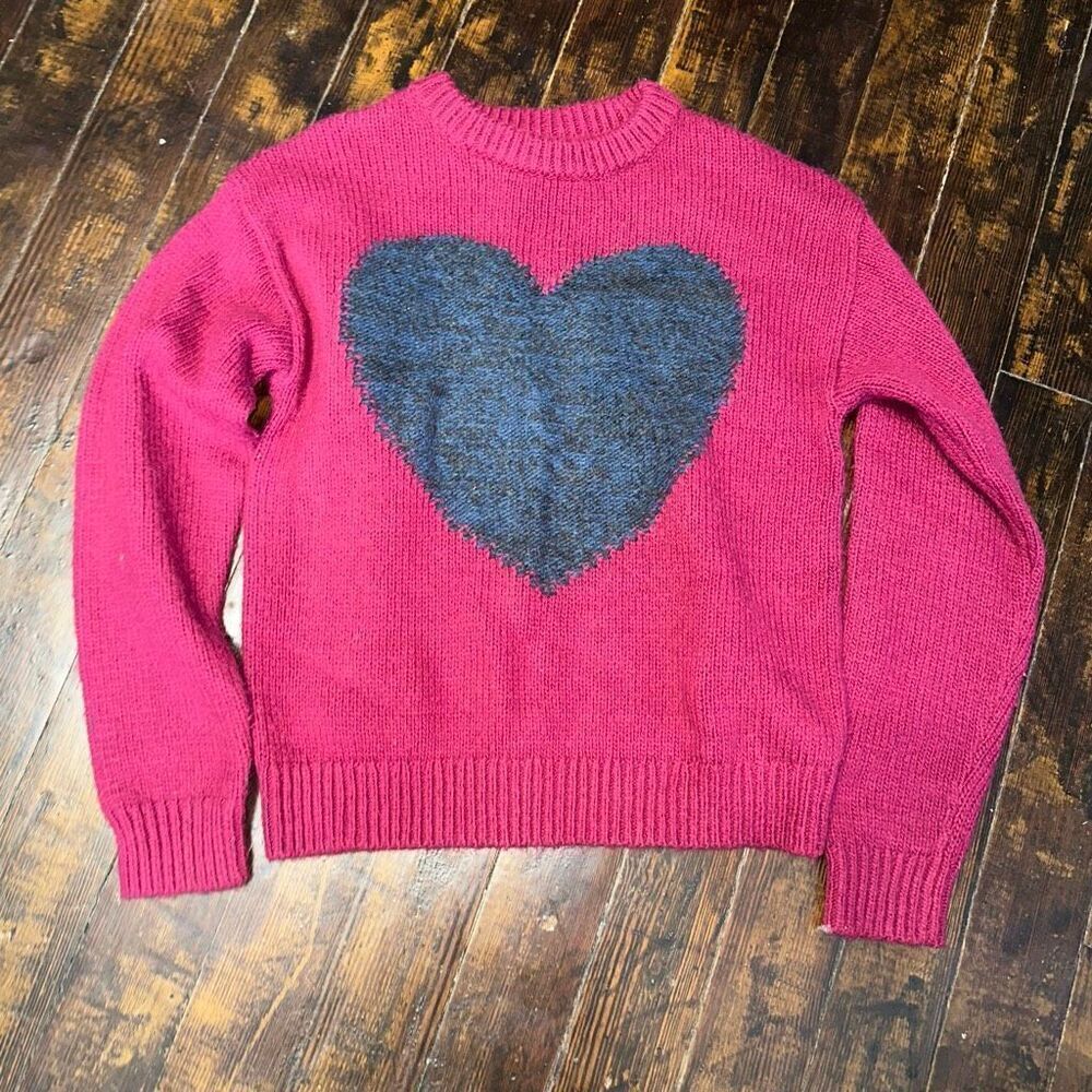 Sundance Love Lasts pink & gray heart pullover sweater